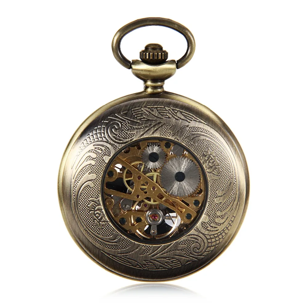 Япония Жук домашних животных Часы с костями стимпанк карманные часы W/Сеть бронзовый тон дело рук Ветер Механические карманные часы подарок