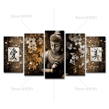 

5D DIY Diamond Painting Buddha Cross Stitch Kits Full Diamond Embroidery 5D Diamond Mosaic Decor 5pcs