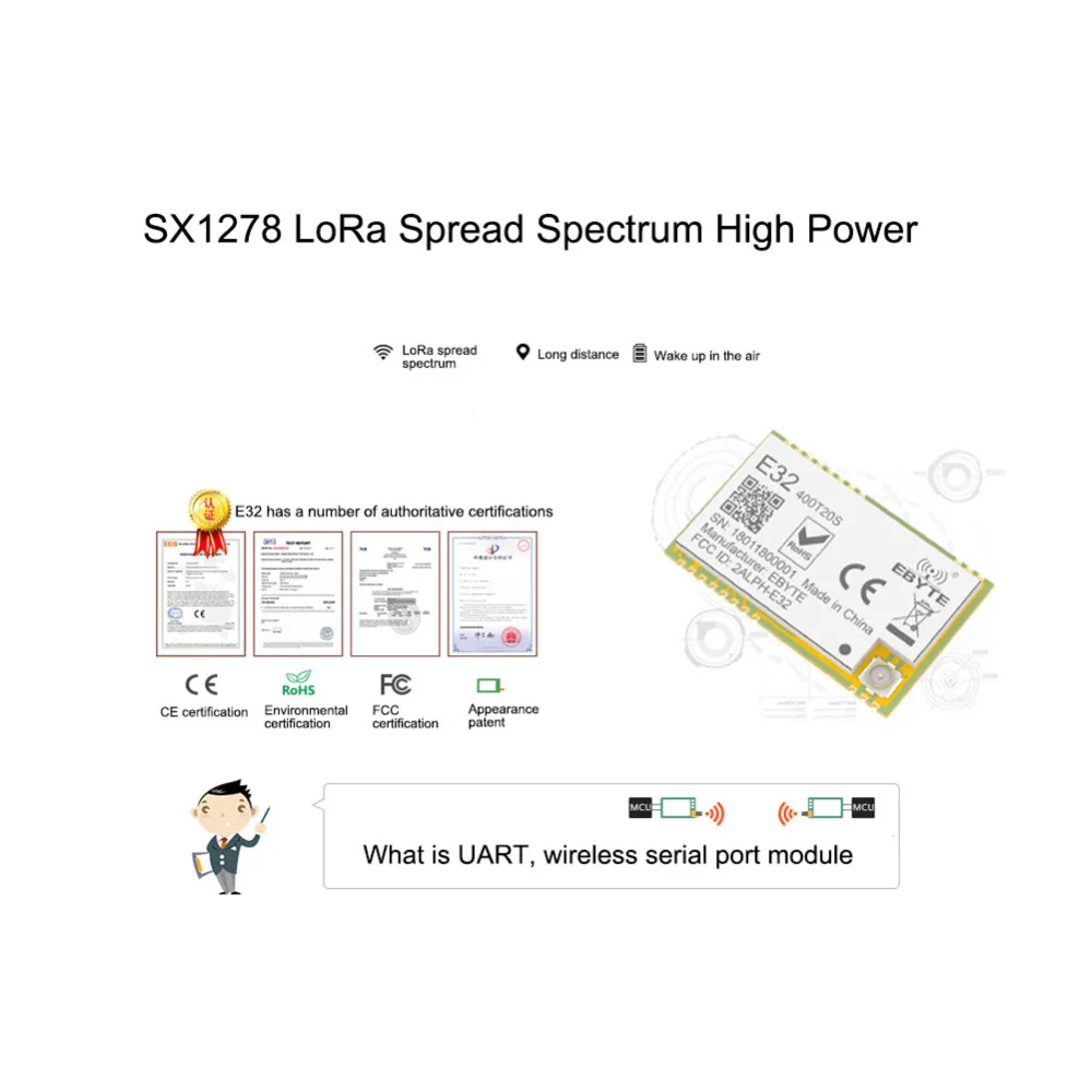 Радиочастотный модуль дальнего действия E32 400T20S LoRa SX1278 433 МГц передатчик и