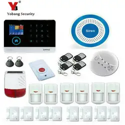 Yobangsecurity Android IOS App GSM WI-FI GPRS RFID Touch Pad Главная охранной сигнализации Системы Солнечный Мощность Siren газ дым огонь детектор