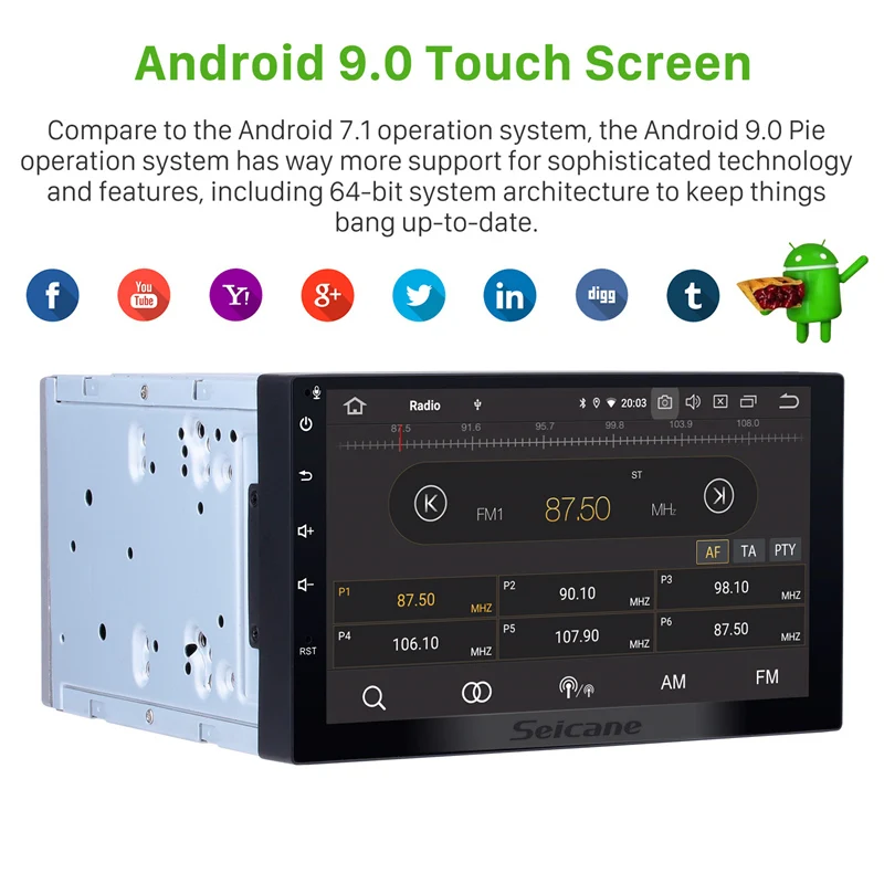  Seicane Android 9.0 2 Din Universal GPS Navigation 4G 64G Car Radio Player for NISSAN TOYOTA Daihat