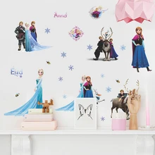 Disney Cartoon Lovely Frozen Toys Elsa And Anna Waterproof Children Bedroom Decoration Pusheen wall door Sticker Pegatinas