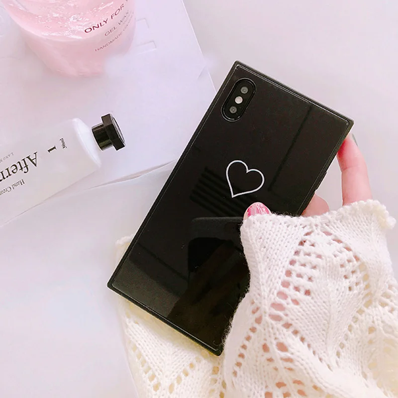 Tfshining 2018 Fashion Glass Love Hearts Phone Case for iphone X 8 8plus 7 7plus 6S6 Plus Hard Pink Black Back Cover Case coque (5)