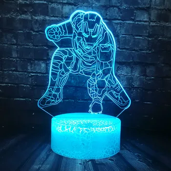 

Marvel Hero Iron Man 3D Lamp Action Figure Night Light LED 7 Colors Change Bedside Table Home Decor Party Mood Lava Boy Gifts