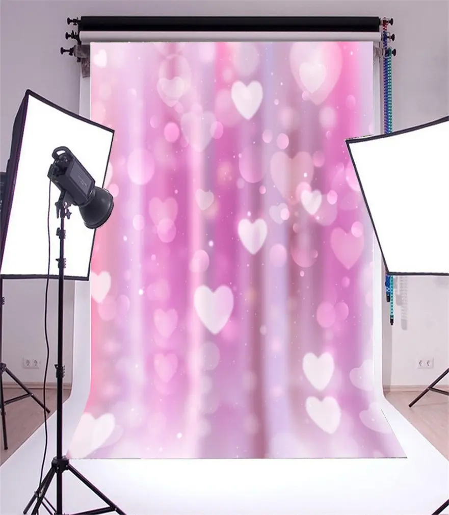

Photography Backdrop Valentine's Day Bokeh Halos Hearts Romantic Theme Photo Background Party