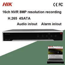 DS-7716NI-K4 Hik 16ch 4K NVR 8MP NVR H.265+ 4SATA non-POE w/сигнализация и аудио вход/выход CCTV рекордер RS-232 RS-485