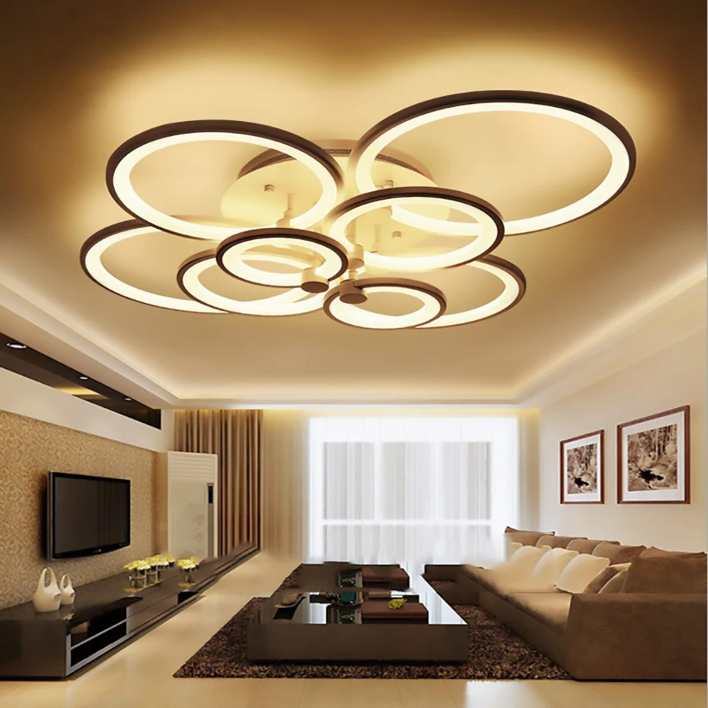 FULOC Black/White Finished LED Circle Modern Chandelier ...