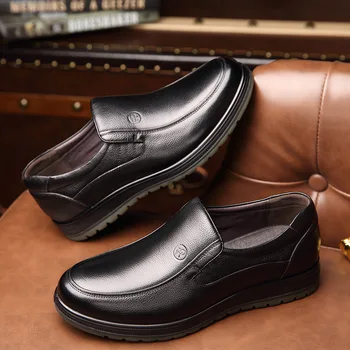 

Non-slip comfort business casual men's shoes solid color first layer leather wear-resistant deodorant breathable shoes male