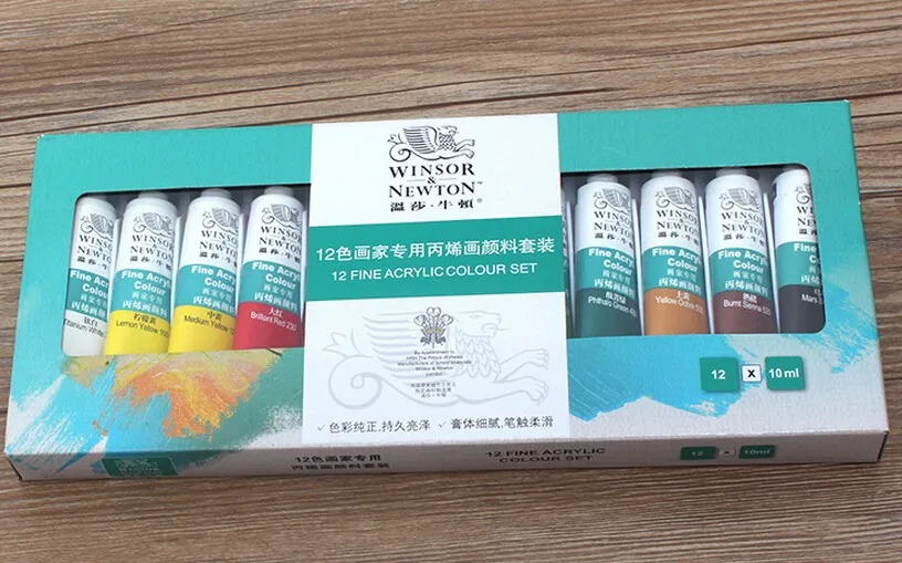 Winsor& Newton акриловых красок комплект 12/18/24 Цвета 10 мл ручная роспись стены рисунок красящий пигмент набор «сделай сам» не исчезает