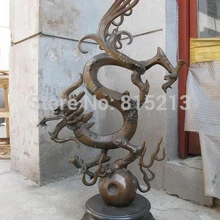 Bi00928 большой китайский Классическая Бронзовый вырезать Flying Dragon Королевский статуя