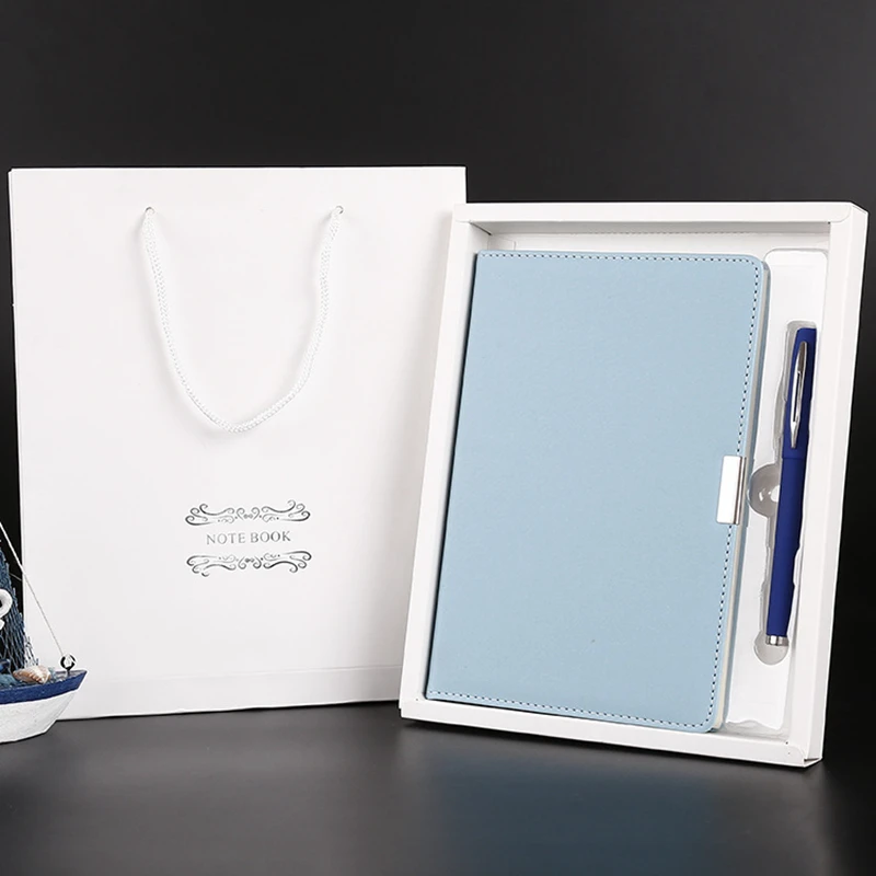 

YDNZC A5 Notebook Gift Box Set PU Leather Business Notebook with Pen Office Stationery Manual Book Party Wedding Gift