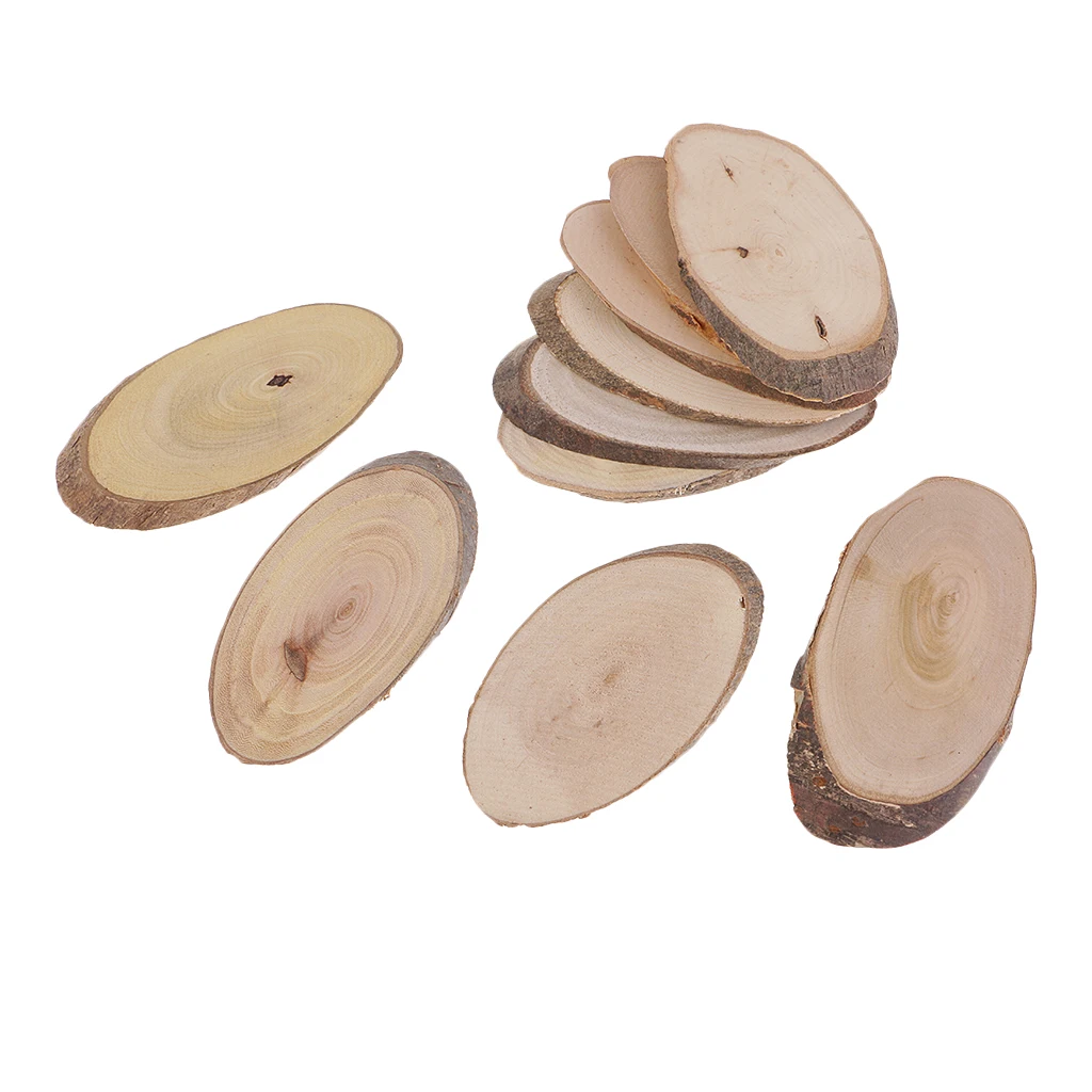 Assorted Sizes Rustic Wood Log Slices Discs Cutout Circle Semicircle Wood Disks Crafts Paint Decor For Wedding DIY Decorations