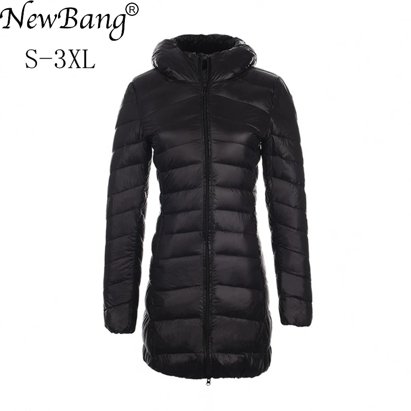 NewBang Brand Down Coat Female Ultra Light Jacket Women Long Hooded Winter Lightweight Warm Windbreaker | Женская одежда