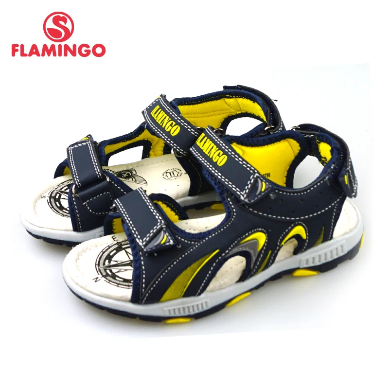

FLAMINGO New Mixed Color Spring& Summer Hook& Loop Casual Sandals Leather Insole Outdoor Shoe for boy 81S-HL-0790