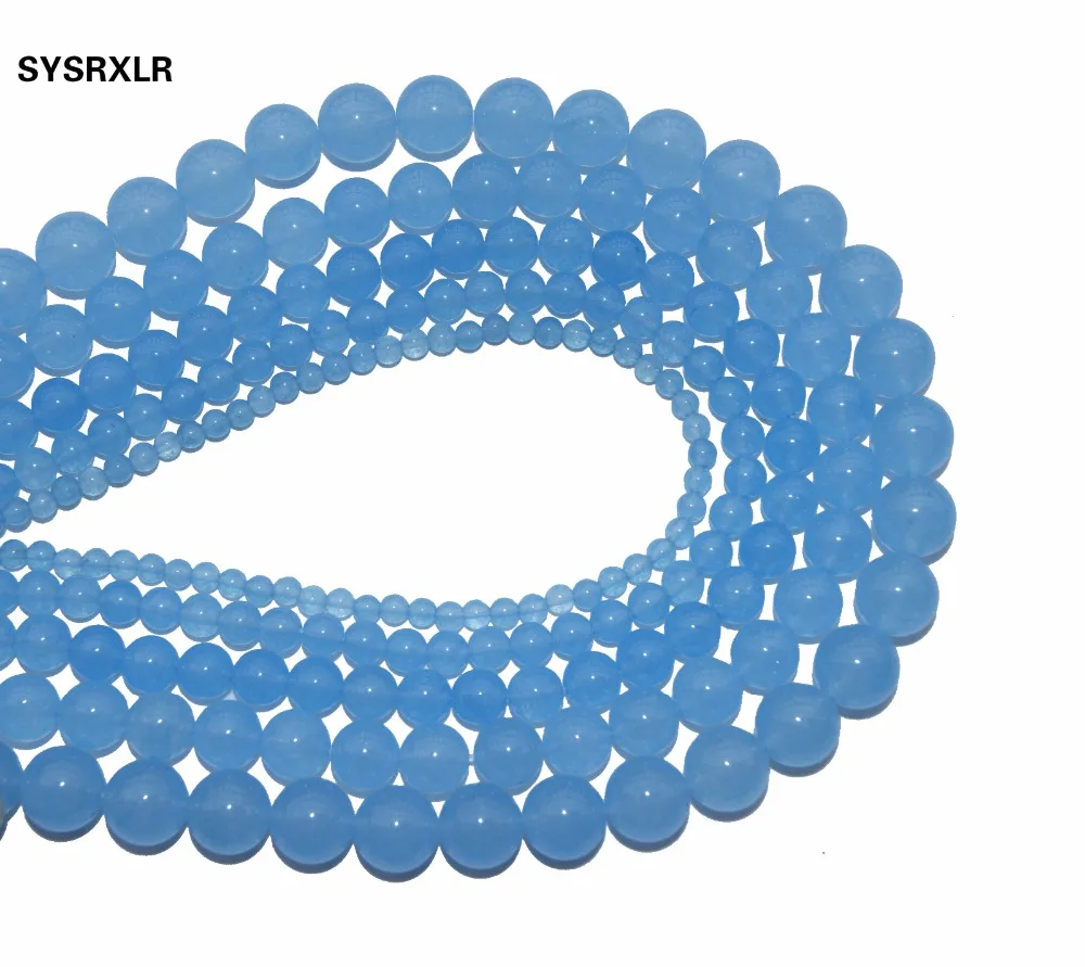 Халцедон светильник синий натуральный белый камень бусины для самостоятельного изготовления ювелирных изделий браслет ожерелье 4 6 8 10 12 мм