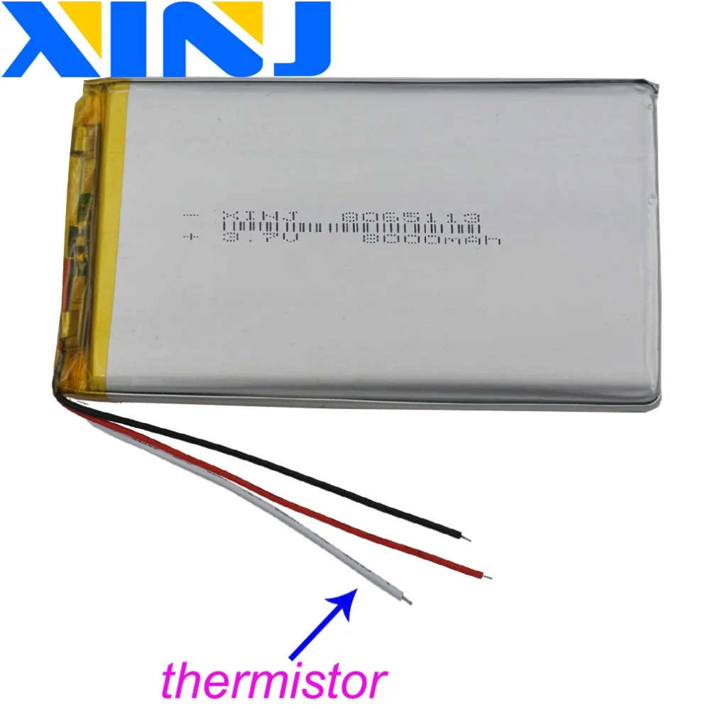 

3.7V 8000mAh 29.6Wh 3 Wires Thermistor Polymer Lipo Li Battery 8065113 For GPS LED Light Portable TV Power Bank Tablet PC IPTV