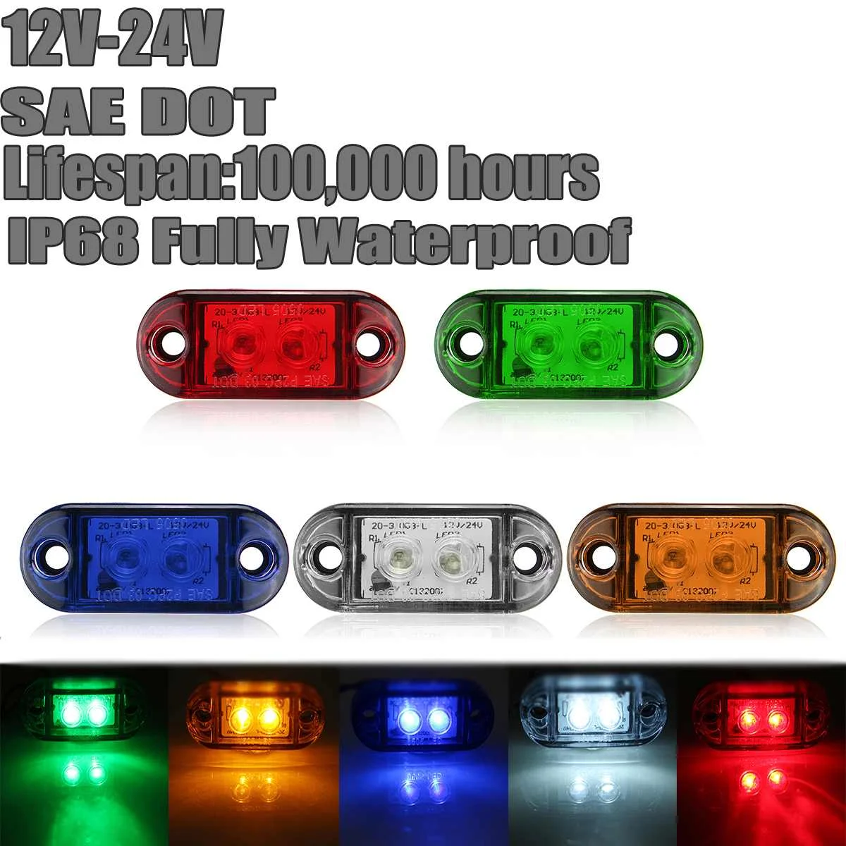 

12/24V Car External Light LED Side Marker Side Repeater Lamp Auto Car Bus Truck Lorry Led Indicator Trailer Light Rear Side Lamp