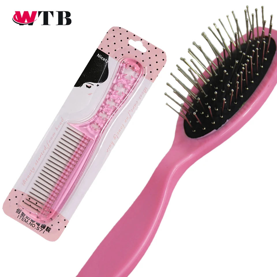 WTB combination 2pcs Professional Anti Static Steel Comb Plastic Handle