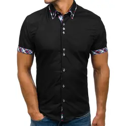 Для мужчин рубашка 2018 новые модные брендовые мужские рубашки Рубашка с короткими рукавами Топы простой решетки Для мужчин s повседневные