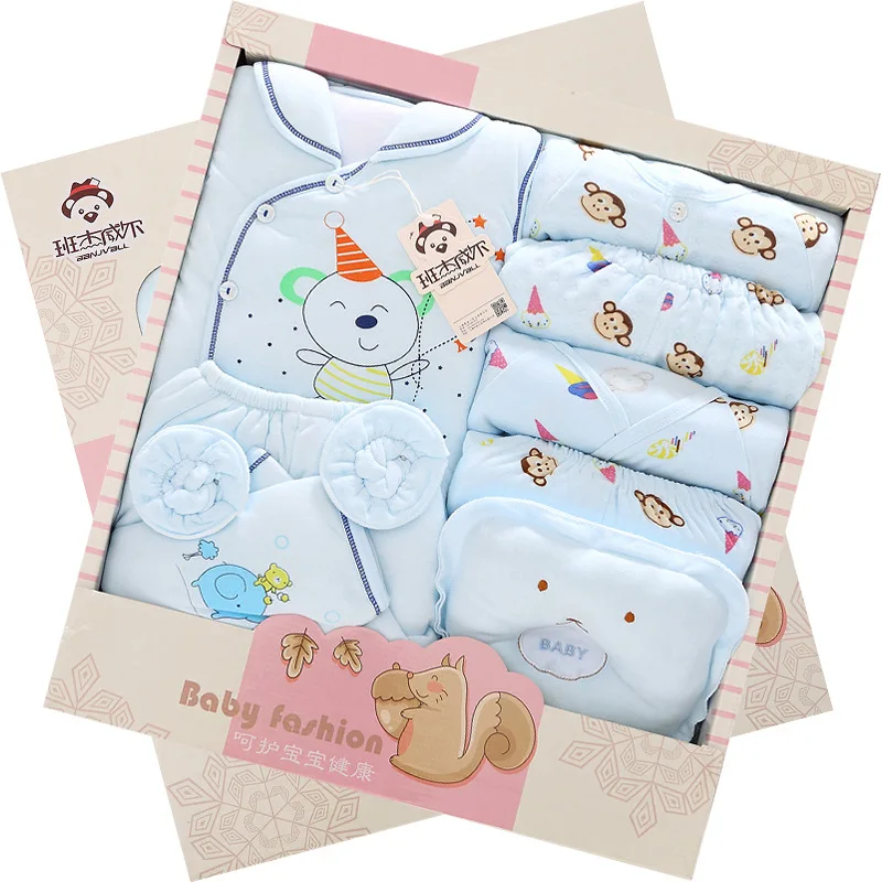 

14Pcs/Lot 2019 Newborn Baby Girl Clothes Autumn Little Squirrel Gift Box Set Thick Cotton Character Baby Boy Clothes