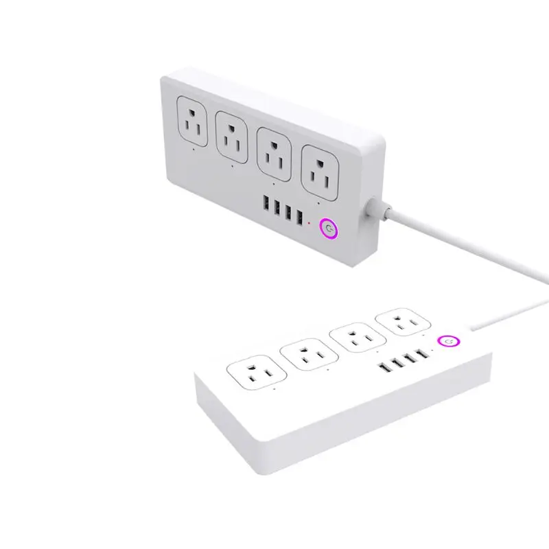 

White Smart Socket Power Strip Wireless Remote Control US Plugs USB Ports Timer Switch Energy Saving Distance Operate
