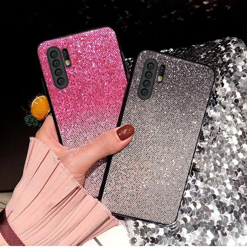 

Shining Glitter Bling Phone Case For Huawei P30 Pro Bling PC Case Cover For huawei p30 lite P 30 Plus Phone Cqoue Fundas