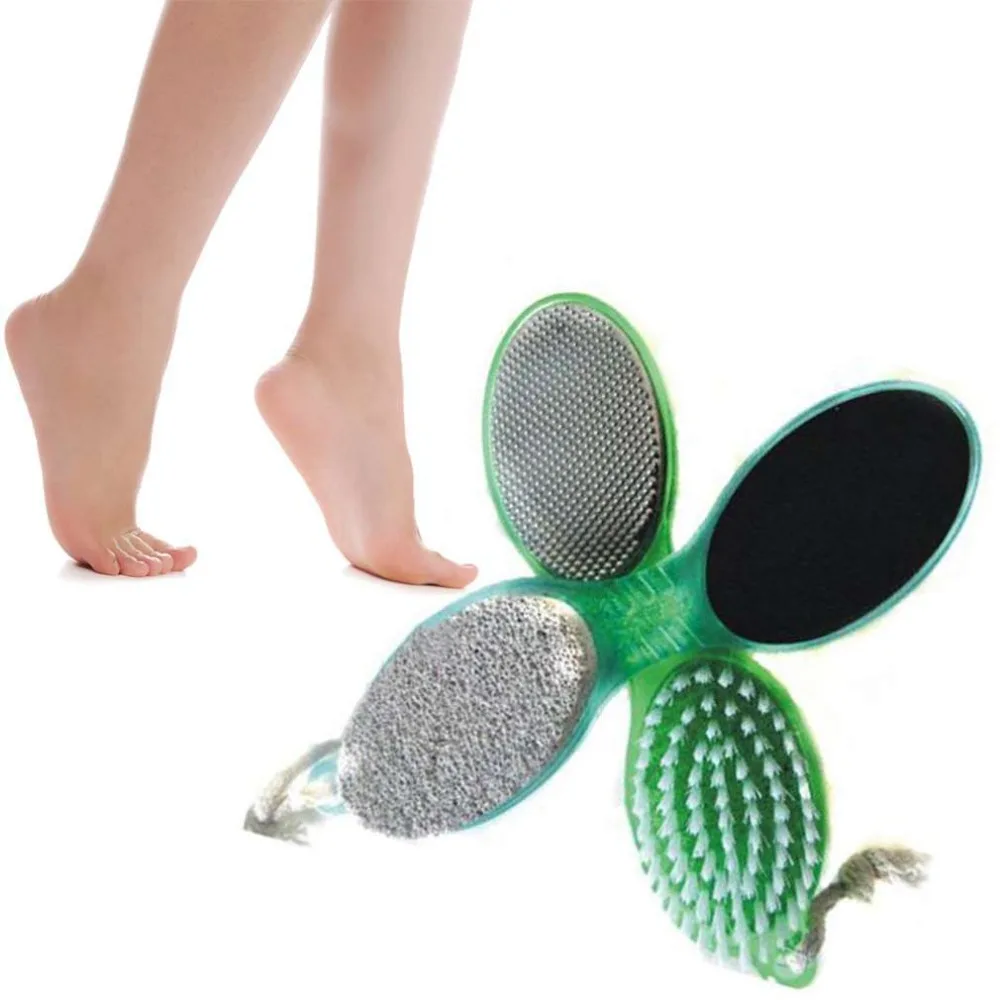 Fashion 4 In 1 Pedicure Tool Foot Nail Buffer Brush Callus Rasp Scrubs Pumice Stone font
