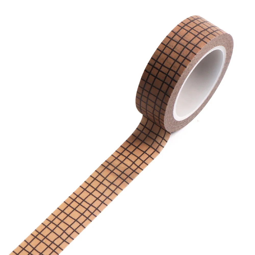 Umitive 10 м сетка Васи клейкие ленты наклейки маскирующая лента японская бумага DIY Скрапбукинг Декоративные канцелярские принадлежности - Цвет: brown lattice