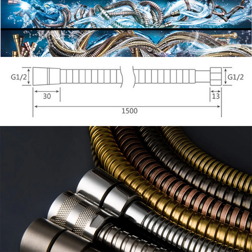 Матовый черный/титановое золото/розовое золото 1,5 м/59 дюймов нержавеющая сталь гибкий душ/шланг для биде с медным сердечником
