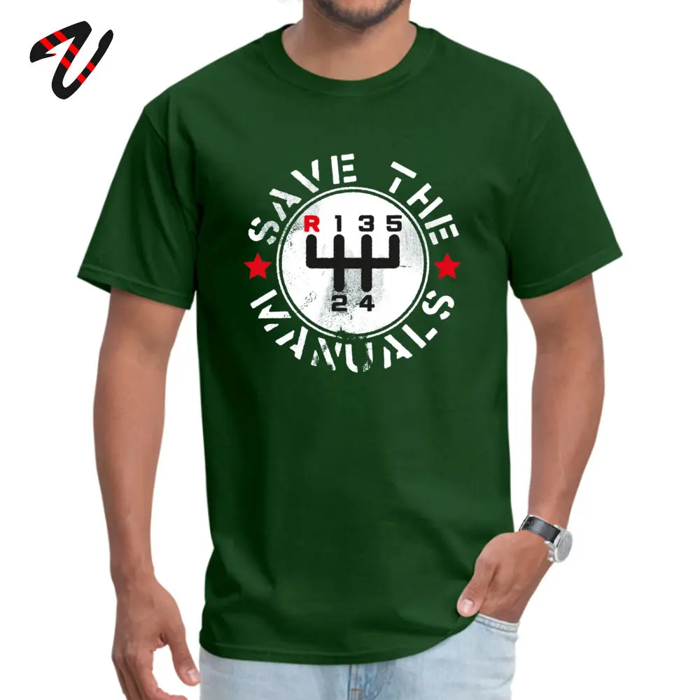 Men's Funny Save The Manual Transmission Cotton Crew Neck T-Shirt with Koi Pickle Design - Free Shipping