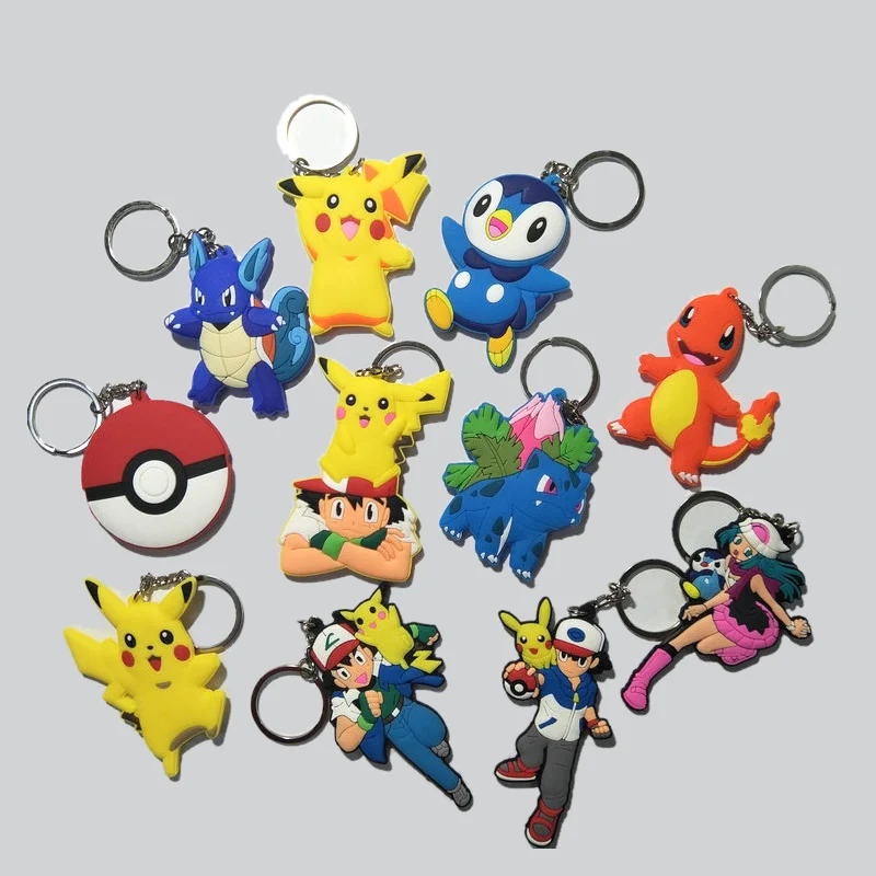 

2018 New Pocket Monster Keychain Pendant Cute Cartoon Pikachu Soft PVC Key Chain 11 styles Jewelry Souvenirs Gift key Ring