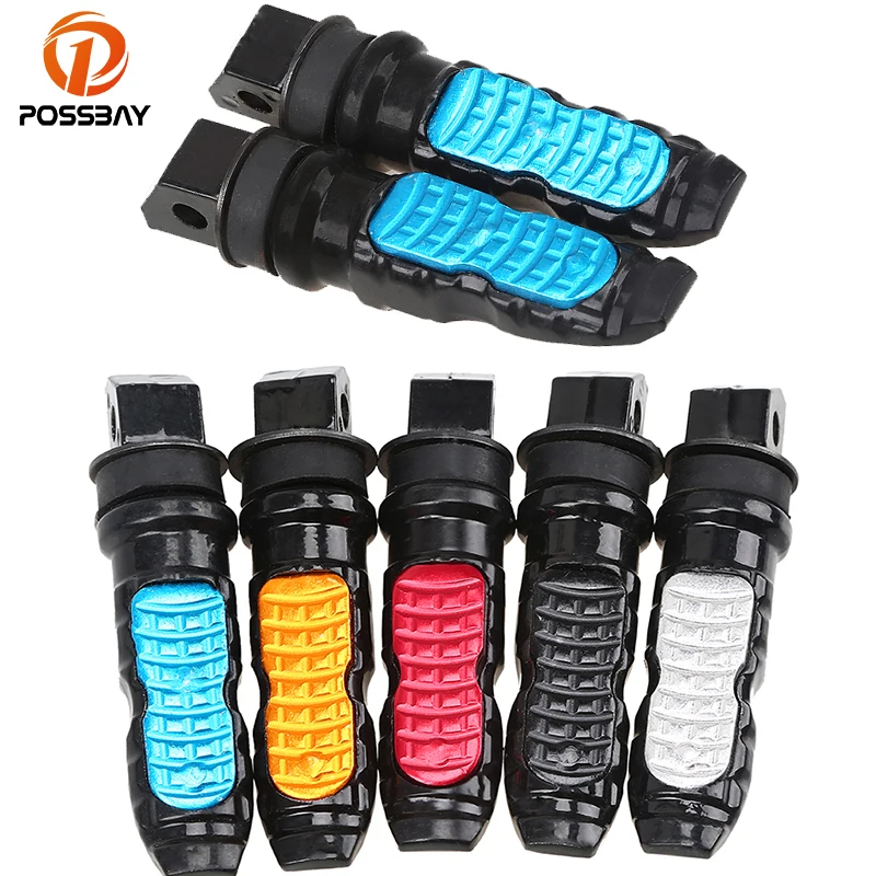 POSSBAY 8mm Universal Foot Rest Motorcycle Foot Pegs Rear Passenger
