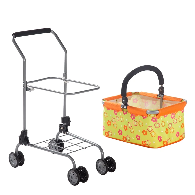 Children's Toy Baby Stroller Play Pretend Toy Children's Supermarket Shopping Cart Basket Shopping Cart Toy Doll Stroller Toys