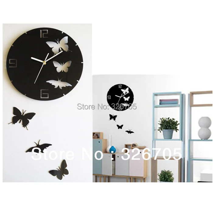 Free Shipping Butterfly Wall Clock Design Art Modern Butterfly Clock For Home 3d Diy Clock Creative Silent Clock Christmas Gift Clock Prop Clock Diyclock Alarm Aliexpress