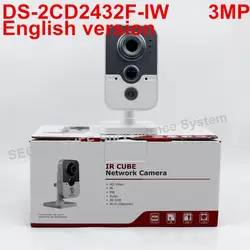 В наличии DHL Бесплатная доставка ds-2cd2432f-iw английская версия 3mp ИК Мини Cube видеонаблюдения POE, беспроводные камеры ip