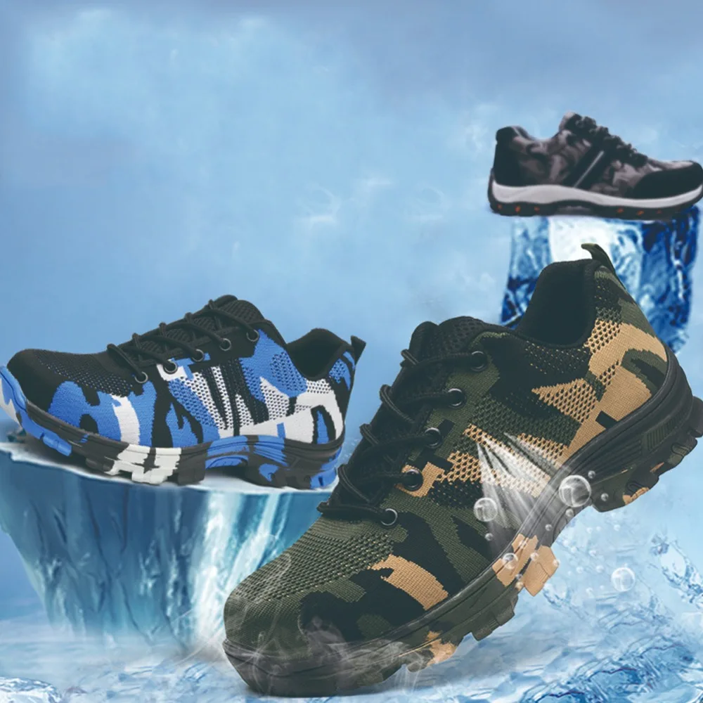 

Unisex Indestructible Bulletproof Ultra Protection Work Labor Steel Toe Shoes With Lace-up Camouflage Welding Insulation Shoes