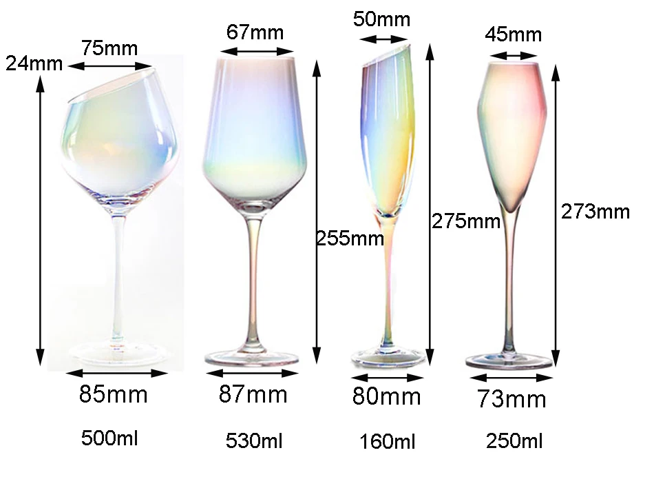 2 шт./компл. Высокое качество без примесей свинца и с украшением в виде кристаллов вина Стекло высокое бокал для шампанского, радужная чашка ионно-покрытием красочные вина Стекло e посуда для напитков