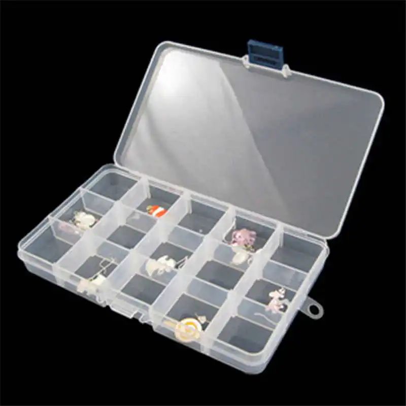 1pc 15 Plastic Jewelry Ring Pill Adjustable Tool Container Storage Box Case Craft Organizer Beads Diy Fitting Making #2d5 (1)