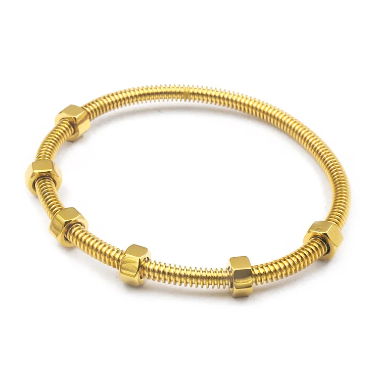 

2019 new Fashion Style 4 Color Plated Stainless Steel Nut Bangle