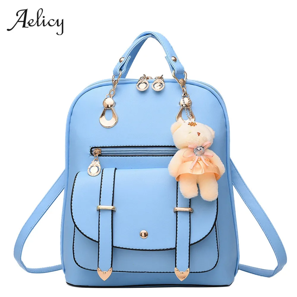 

2018 New Wave Of Female Backpack Fashion Women Girl School PU Leather Shoulder Casual Bag BackpackS Travel Rucksack Purse