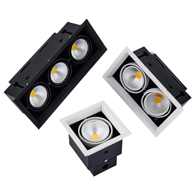 

Square LED Down Light 5/7/10/12/15/20/30w LED Recessed Ceiling Light Lamp Single/Double Head Downlight led Grille Spot Light