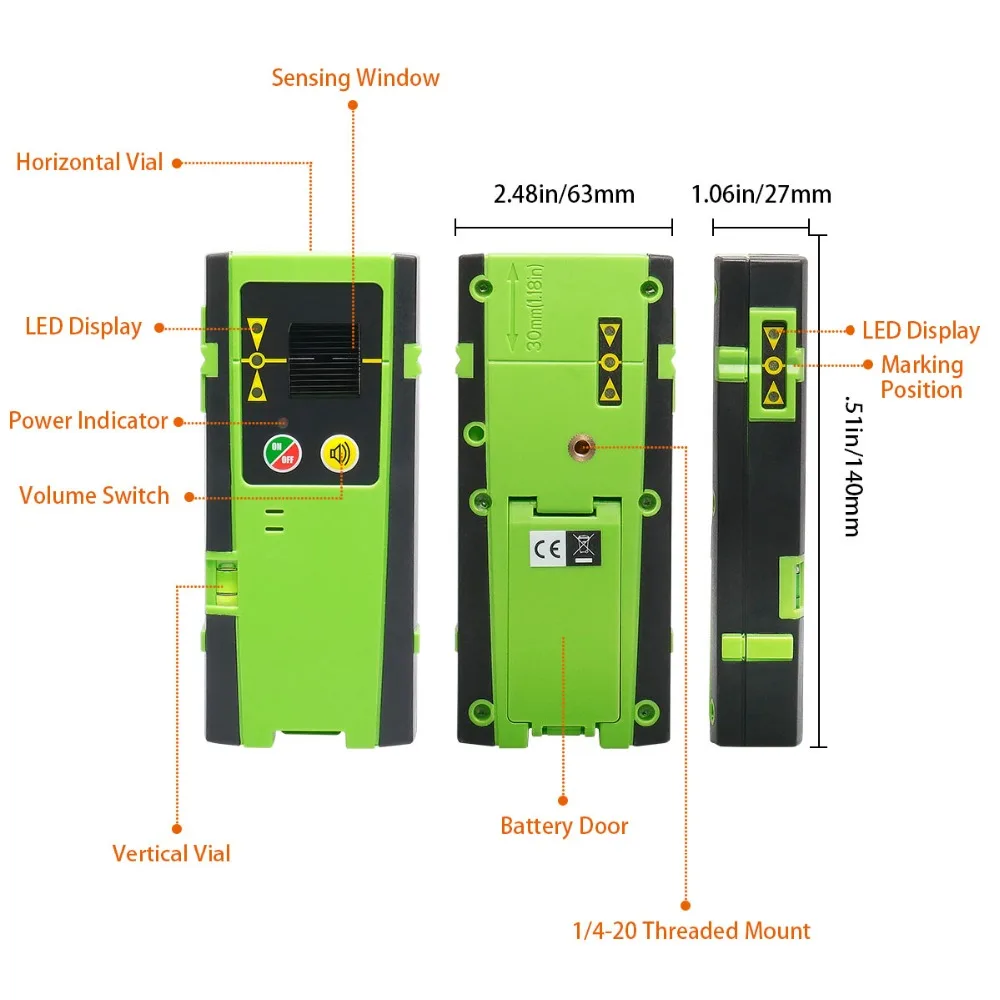 Billig Huepar Digital LCD Laser Empfänger Outdoor Modus Laser Detektor Pulsierenden Erkennen Rot   Grün Strahl Kreuz Linie Laser Ebene Mit clamp