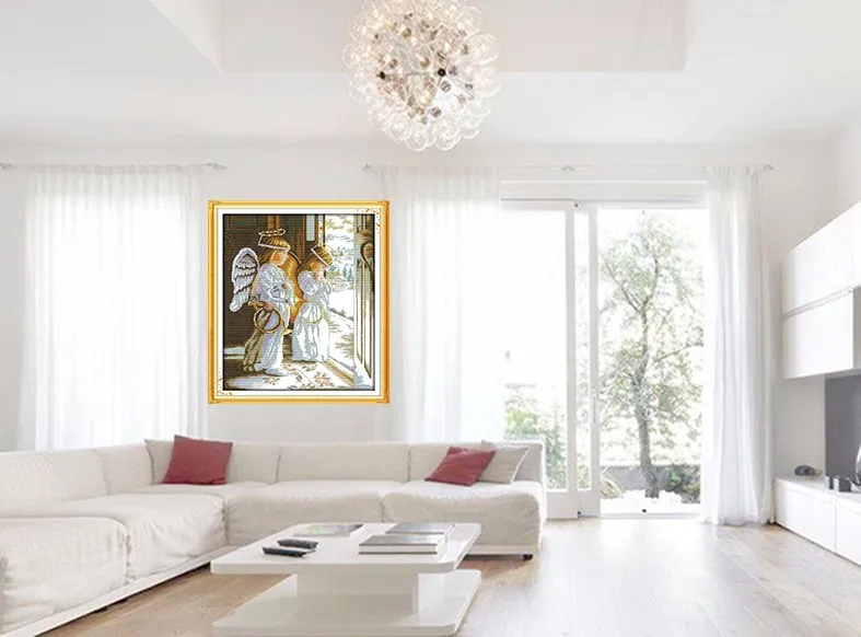 Радость воскресенье crossstitch комплекты комплект ангелы будут удобные DMC14CT 11 ctcottonfabric Детская комната украшения дома картины