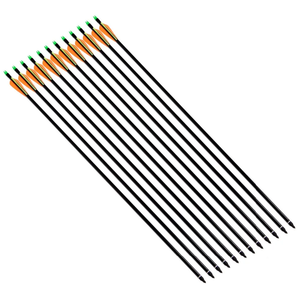 

Hunting Fiberglass Arrow 80cm Archery Nock Proof Fiberglass Arrow Steel Point 30-80lbs For Compound/Long Bow Arrow 12,18pcs