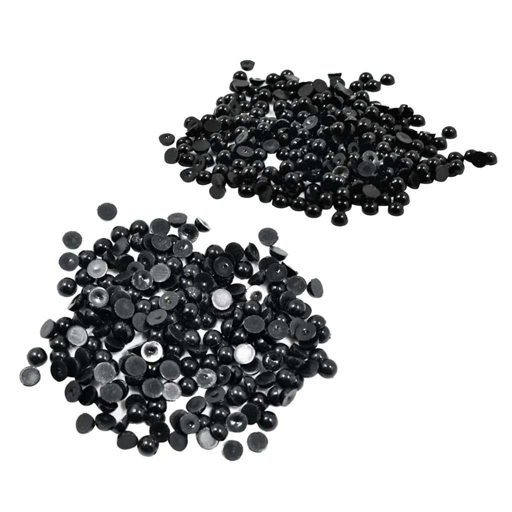 500pcs Mixed Sizes Black Flat Back Cabochons Half-Round Pearl For Wedding Decors Jewelry Making Clothe Sewing