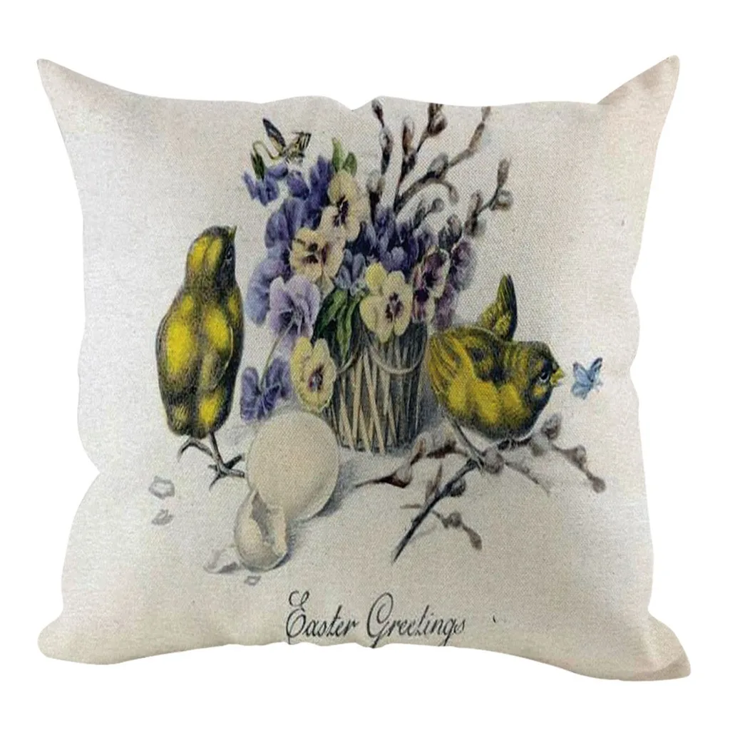 

HSU High Quality Cushion Easter Linen Square Rabbit Throw Pillow cozy Waist Cushion Home Decor cojines decorativos para sofá