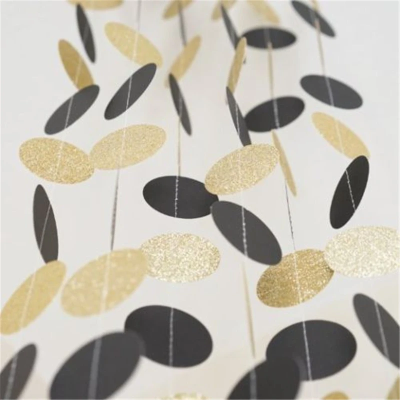 Gold Silver Glitter Circle Dots Paper Garland Party Home Decoration Banner 10 Ft