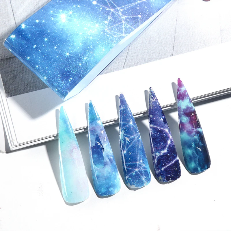 

10 Sheets Nail Foil Beauty Mixed Patterns Colorful Design Transfer Sticker Decoration for Nail Art Design Decals Tools