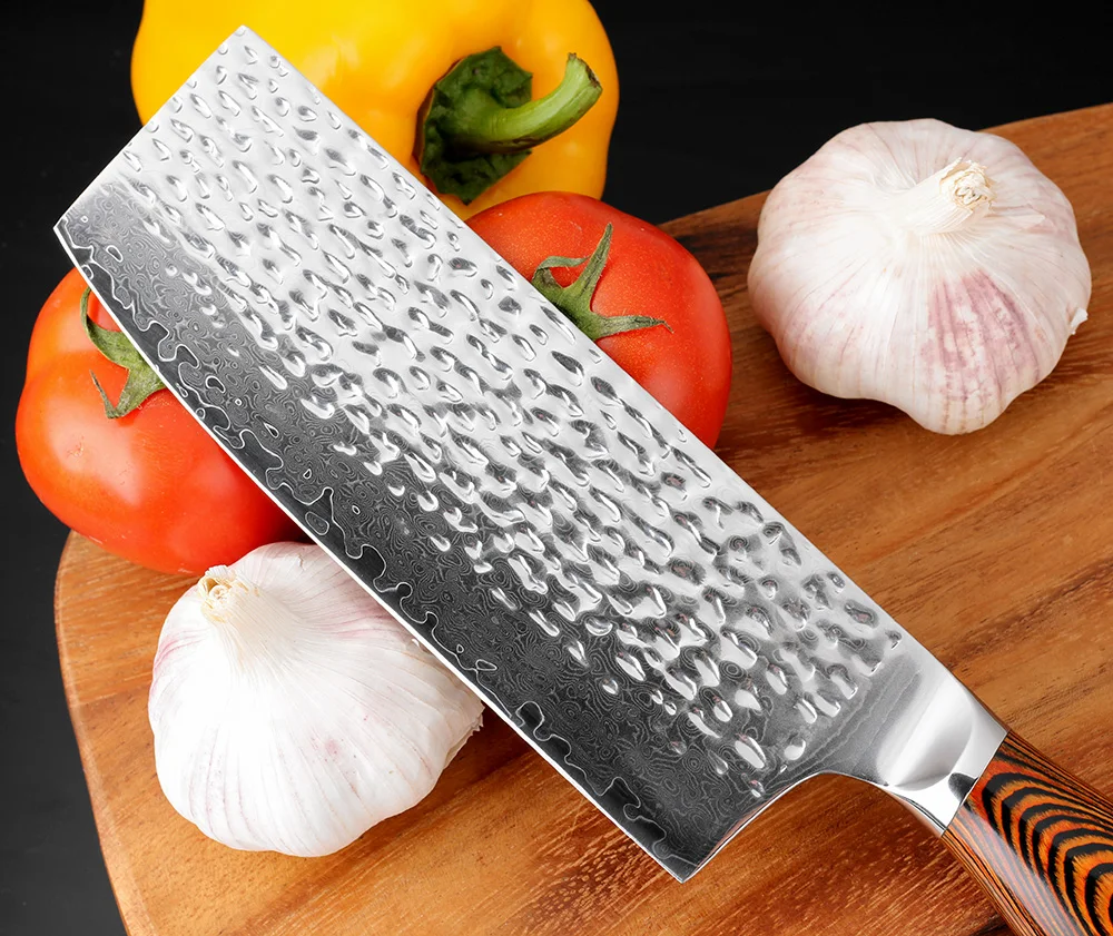 XITUO 7+ " дюймов японские Дамасские кухонные ножи стальные кованые шеф-повара деревянная ручка для ножа Япония сталь Santoku Кливер универсальные ножи