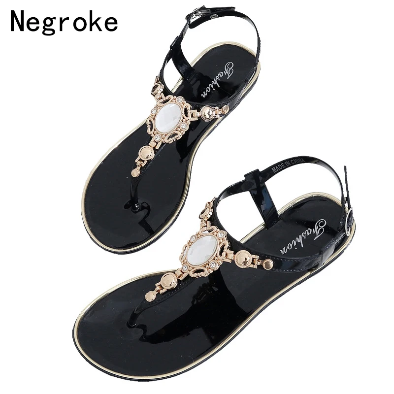 

Gladiator Sandals Women Rhinestone Flats Peep Toe Ankle Strap Flip Flops Summer Ladies Beach Shoes Woman Sandalias Mujer 2018